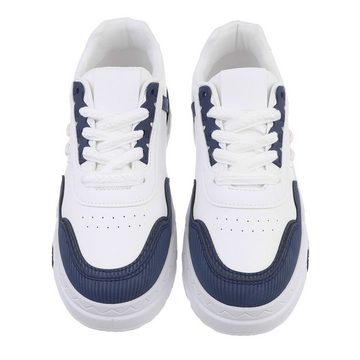 Ital-Design Damen Low-Top Freizeit Sneaker Flach Sneakers Low in Blau