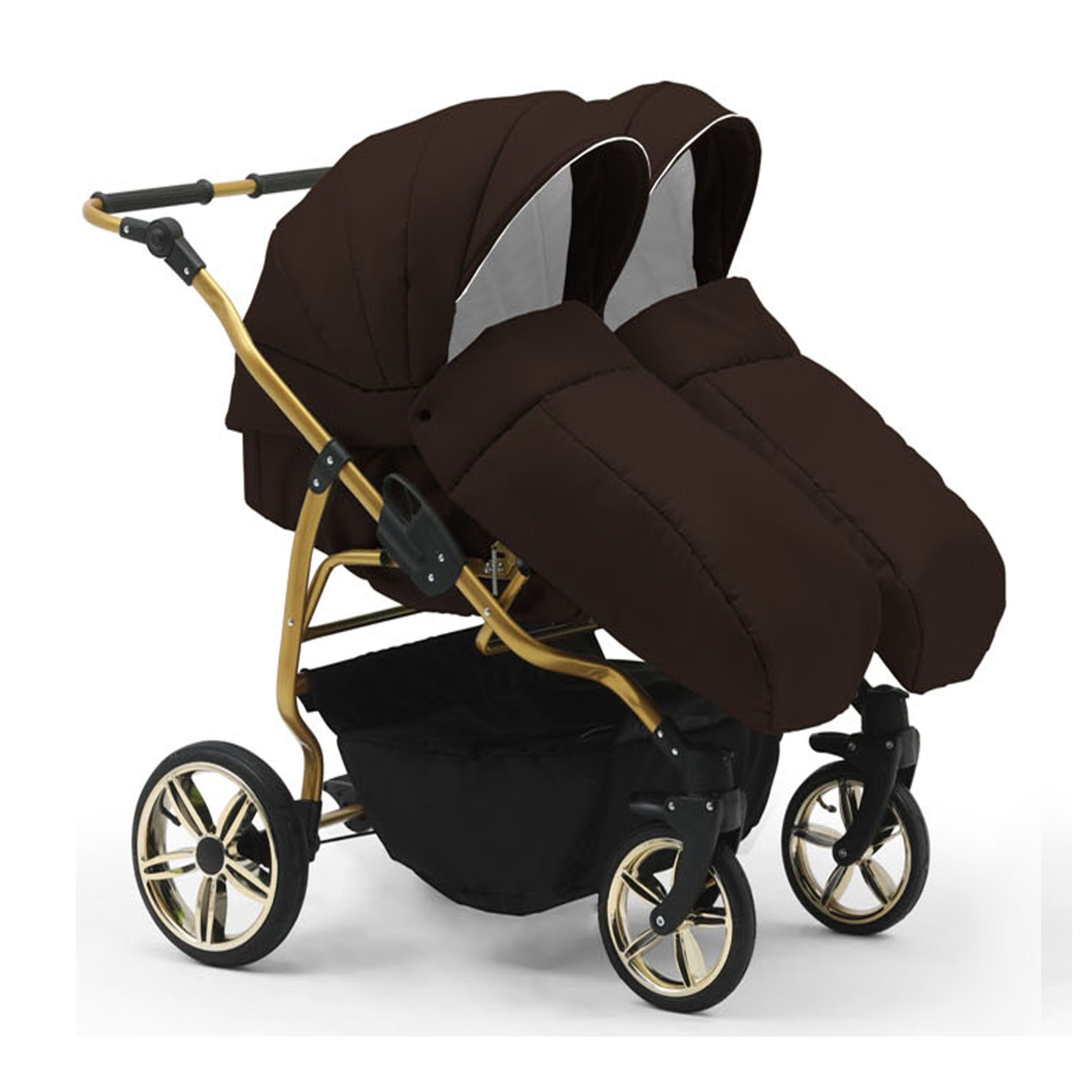 BabyMerc Zwillingswagen Duet Lux Gold 2 in 1 inkl. Sportsitze in 20 Farben