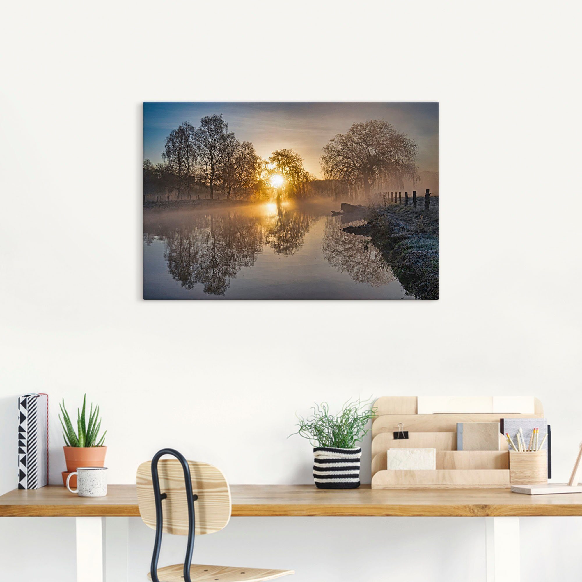 Artland Wandbild Mystischer Morgen Alubild, (1 Wandaufkleber versch. an oder Größen Trave, & St), vom der Bilder -aufgang Poster Sonnenuntergang als in Leinwandbild