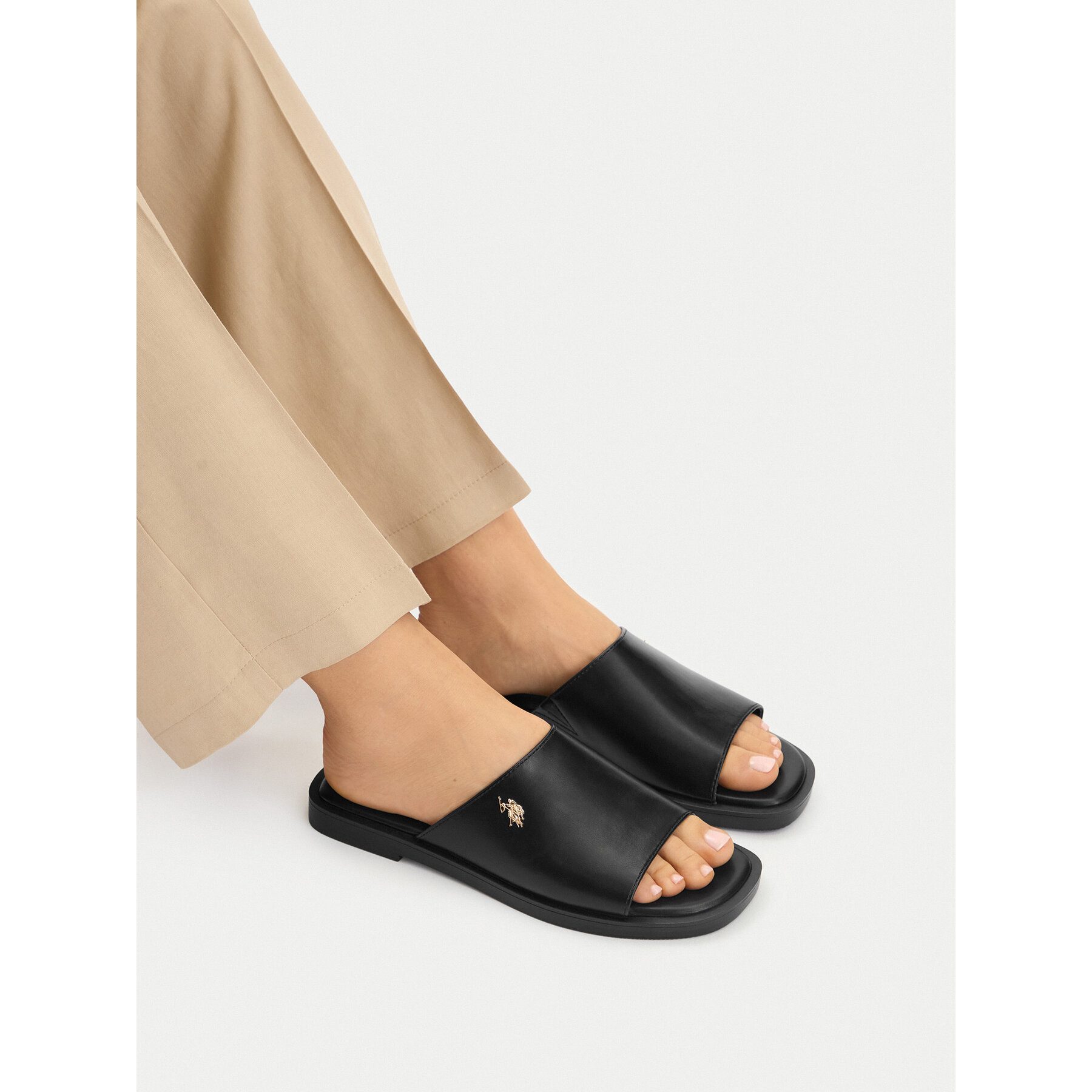 U.S. Polo Assn. US Polo Assn Damen-Flip-Flops, Schwarz Badepantolette