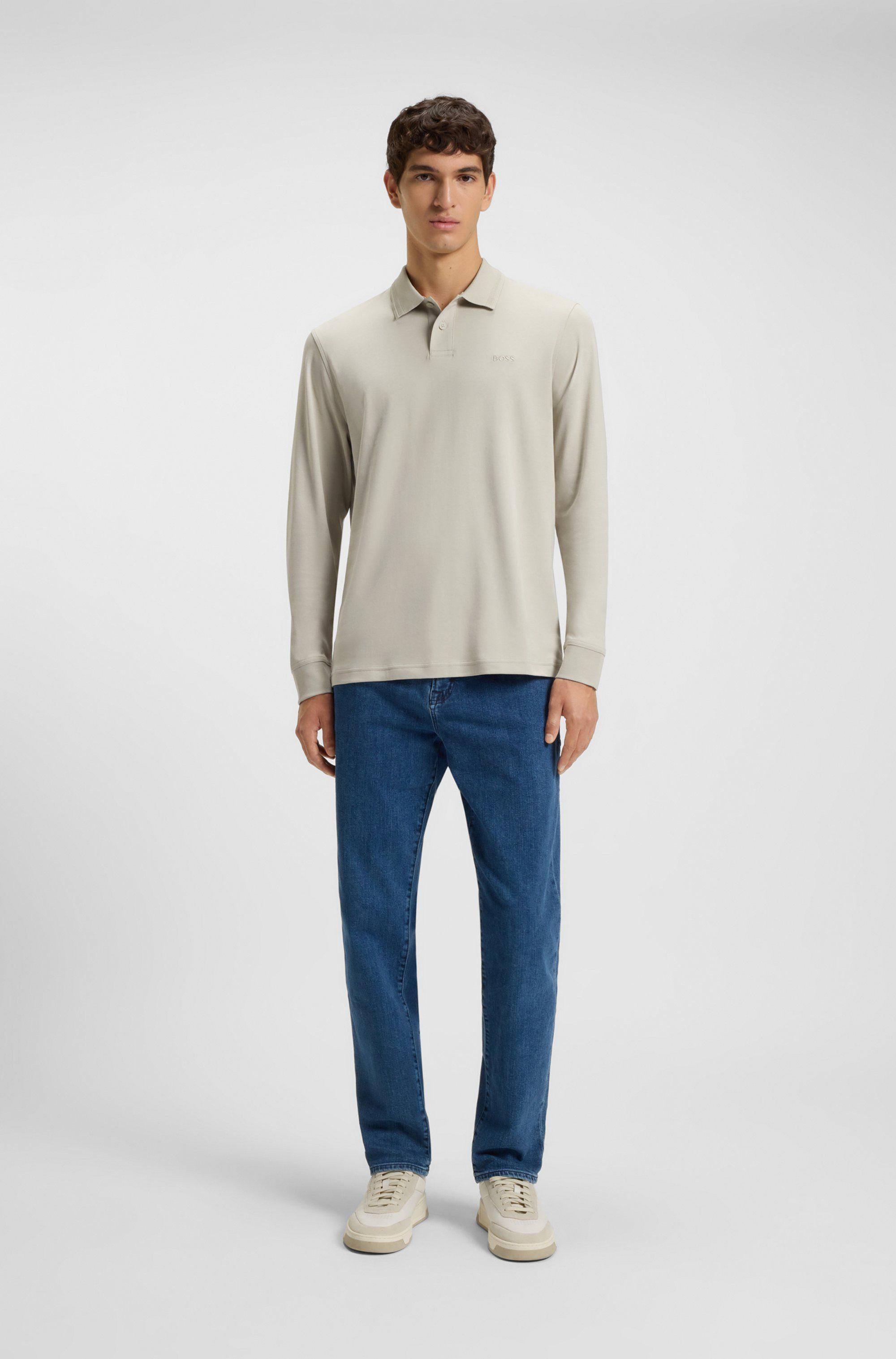 BOSS ORANGE Poloshirt Pe Interlock Langarm Polo mit Polokragen