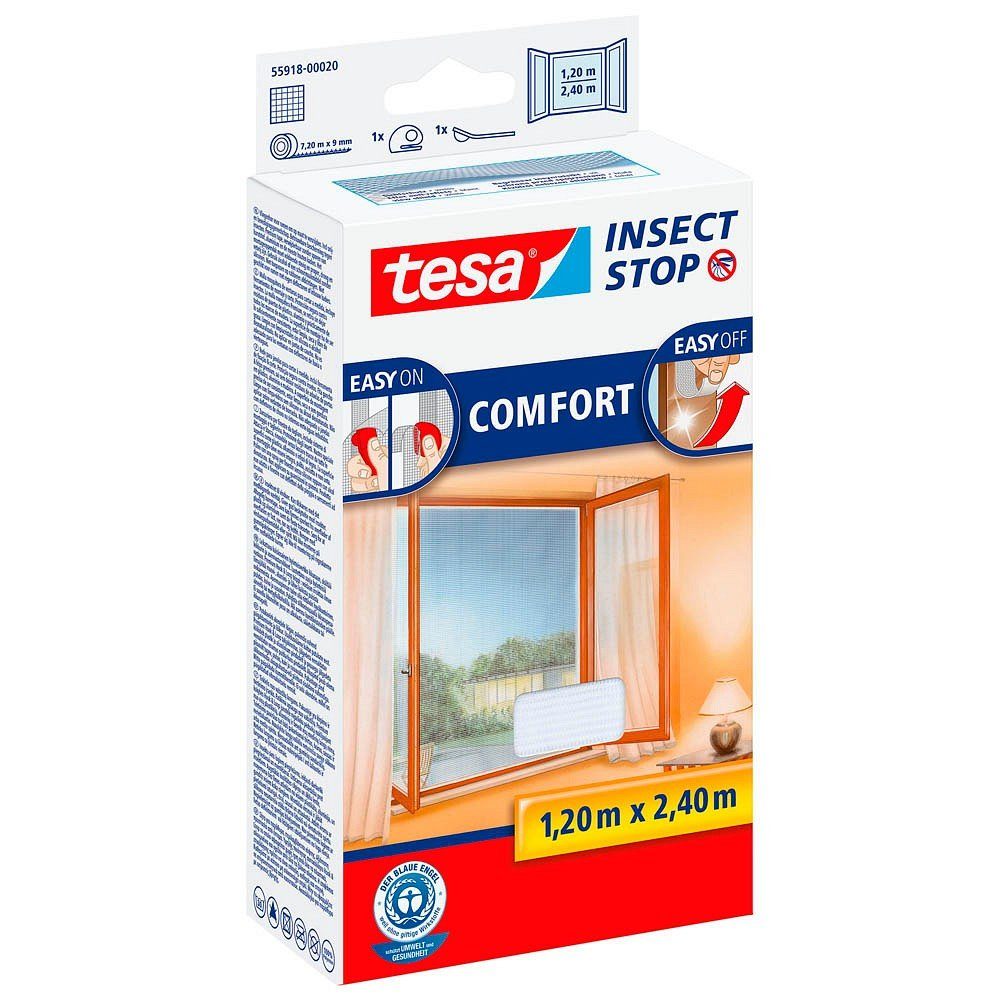 tesa Insektenschutz-Fensterrahmen tesa® 55918 Insect Stop Fliegengitter COMFORT WS 1,2x2,4m