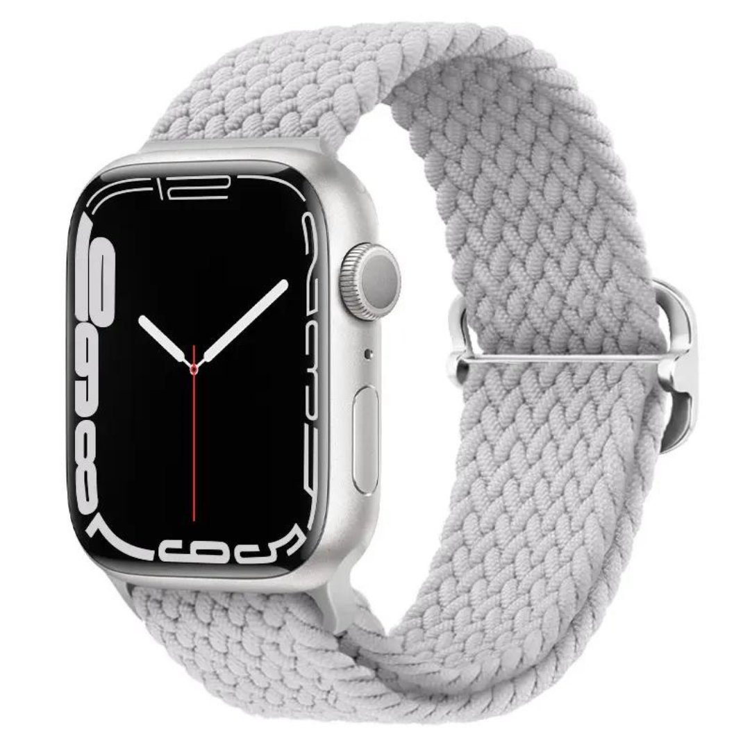 SmartUP Uhrenarmband Geflochtenes mit #4 für Magnetverschluss Perlenweiß Armband verstellbaren Solo Loop / Uhrenarmband Apple Ultra, 1-9 Watch