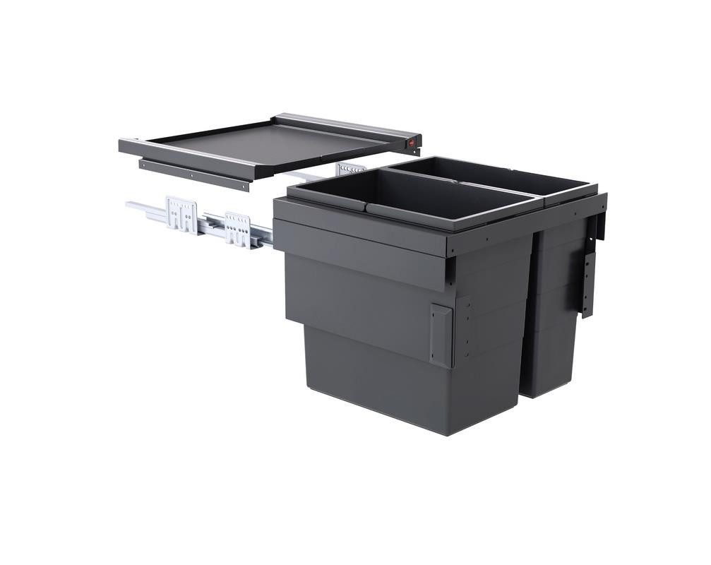 Hailo Einbaumülleimer Hailo Abfallsammler 3608521 CS Slide Cargo Synchro 46 Liter, 2 fach für 500 mm Schrankbreite mit vorhandener Möbelfront