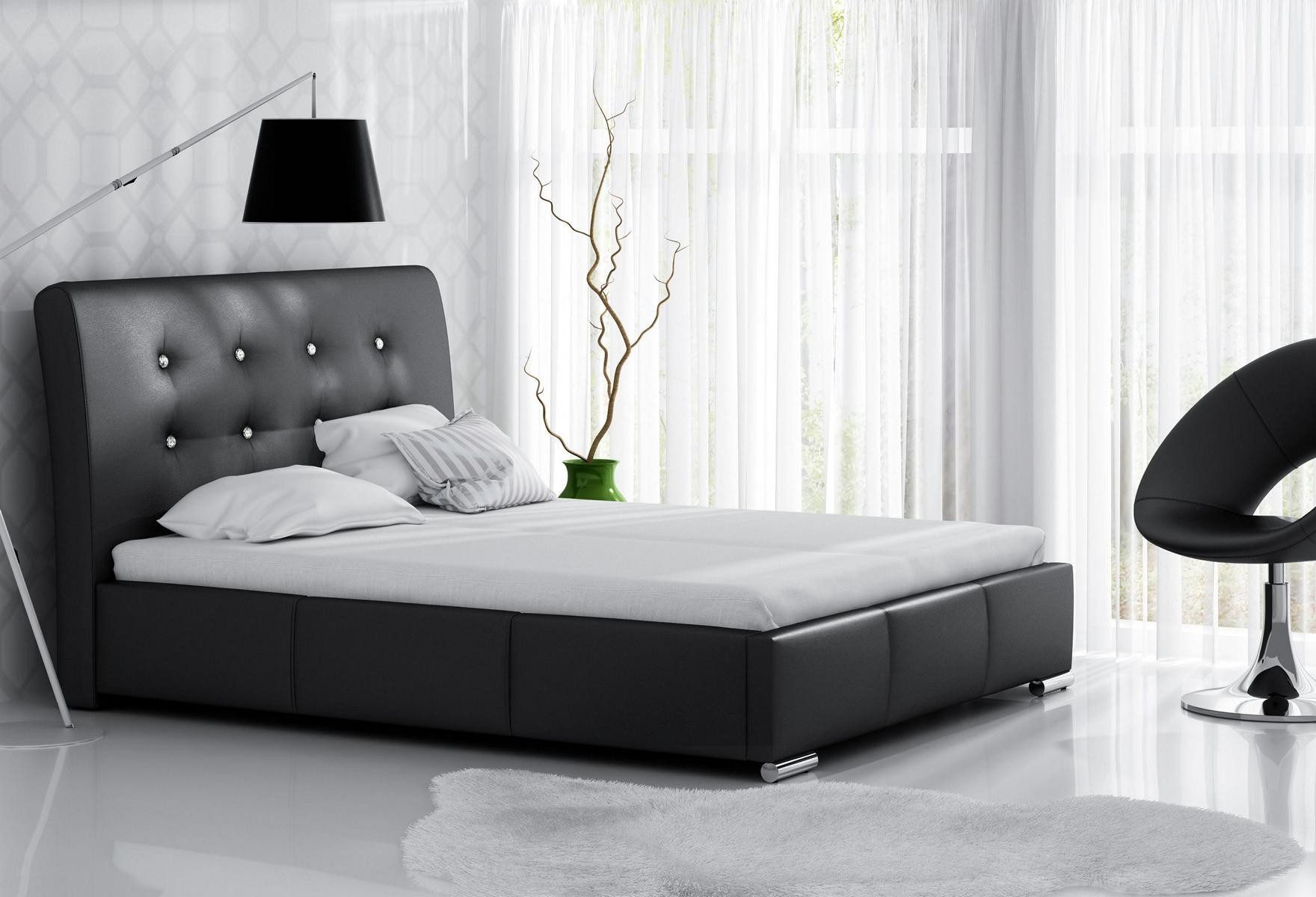 Xlmoebel Polsterbett Weißes Polsterbett mit elegantem Polyester-Bettrahmen (Bett, Bett), Hergestellt in Europa