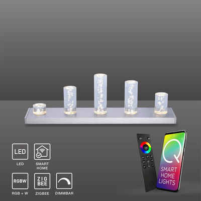 Paul Neuhaus Smarte LED-Leuchte LED Tischlampe Q - SKYLINE Smart Home RGB+W, Smart Home, RGB-Farbwechsel, Dimmfunktion, Memoryfunktion, 5, Acrylglas Lichteffekt, dimmbar Fernbedienung APP