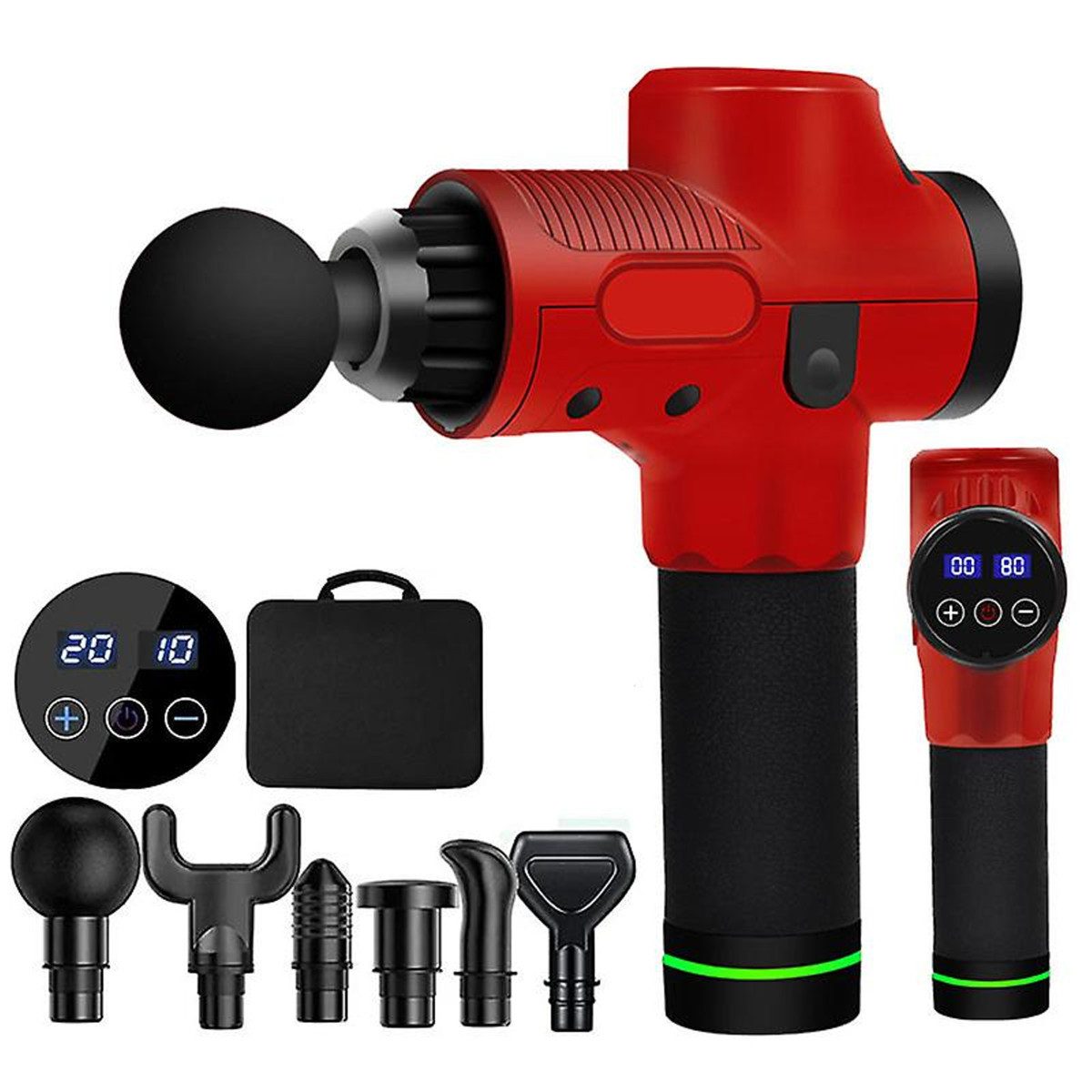 Realb2b Massagepistole Massagepistole 30 Stufen LCD USB-C 6 Aufsätze Muskelmassage, Einzelset Massagepistole mit 6 Aufsätzen USB-C Ladegerät LCD Display, Massagegerät mit 6 Aufsätzen USB-C Kabel LCD Display, 30 Intensitätsstufen LCD Touch USB-C Akku Anzeige