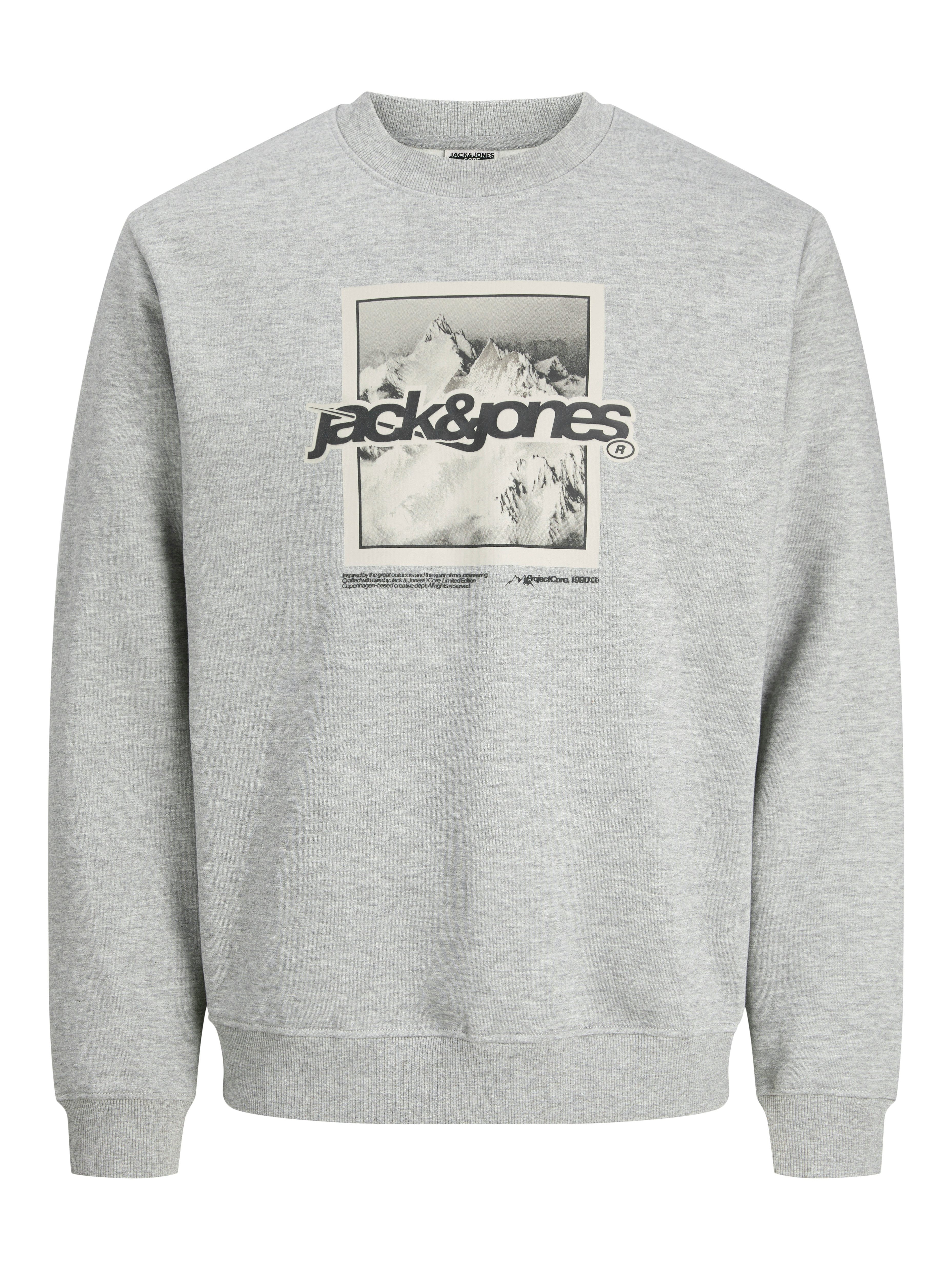 Jack & Jones Kapuzensweatshirt JCOFLARE FRONT PRINT SWEAT CREW NECK