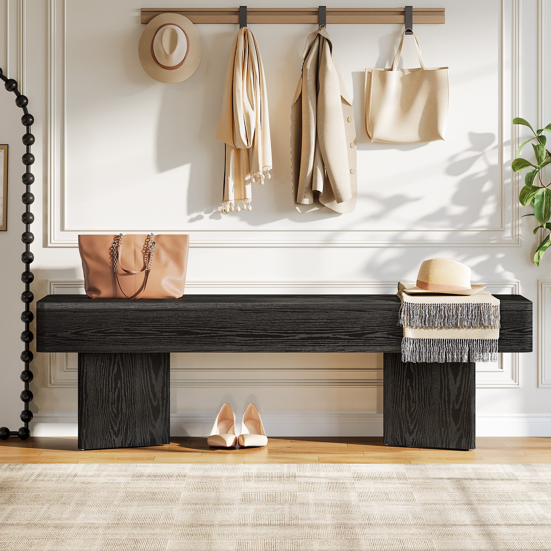 Tribesigns Schuhbank 120cm Eingangsbank mit stabilem Gestell, Holzbank für den Innenbereich (Sitzbank für Eingangsbereich, Wohnzimmer und Schlafzimmer)