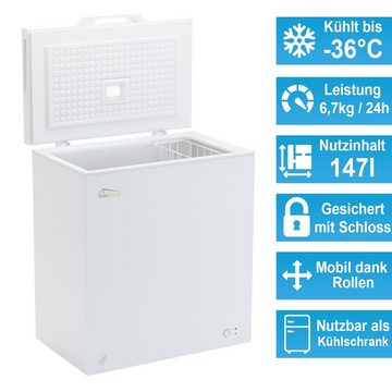 TroniTechnik Gefriertruhe Einstellbarer Temperaturregler, kühlen und gefrieren BORGAR 160 PRO, 70 cm breit, 147 l, inkl. Dual Thermostat, LED Licht, Griff, Schloss, Rollen, Einlegekorb