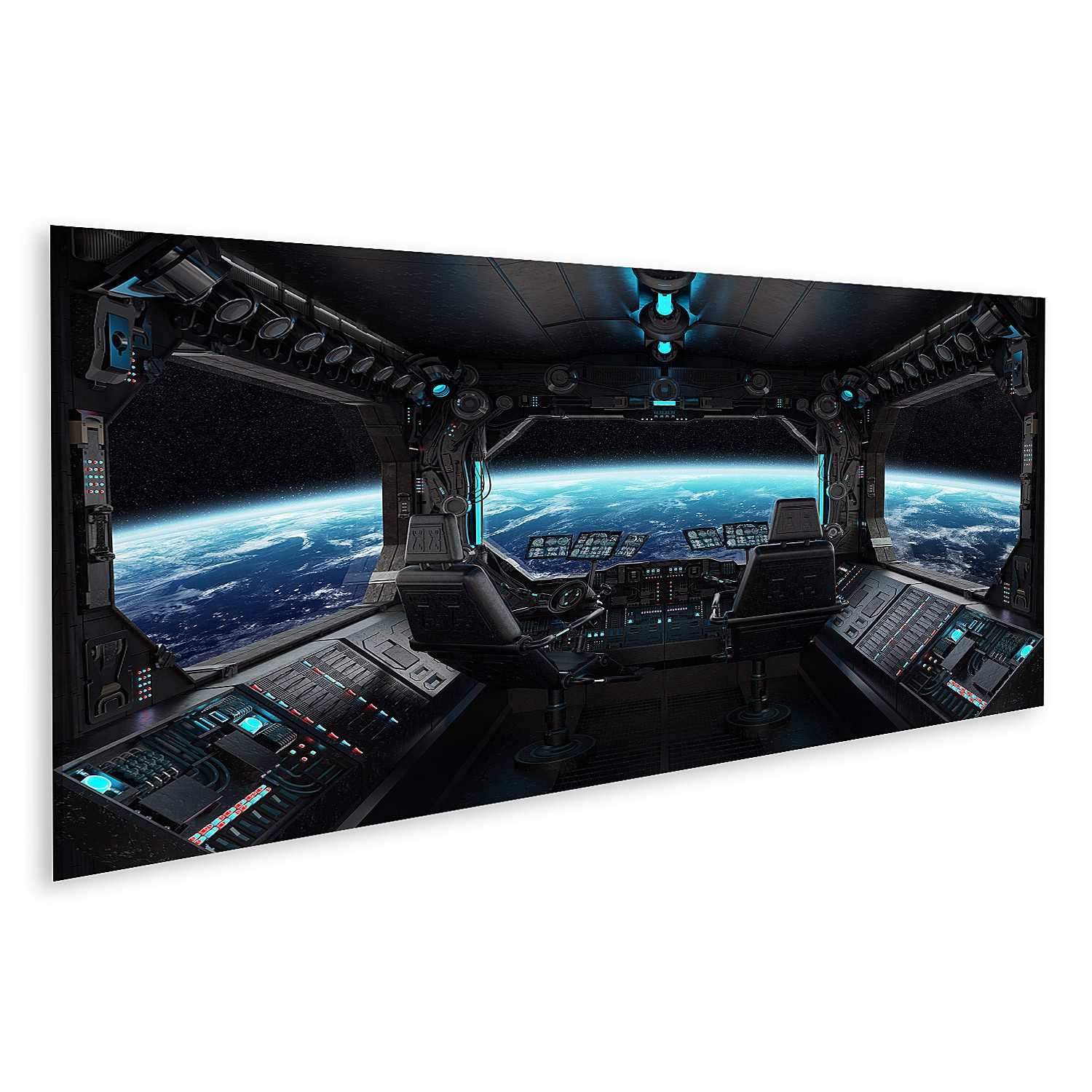 islandburner Leinwandbild Raumschiff Grunge Innenansicht Planet Erde Raumschiff Grunge Bilder