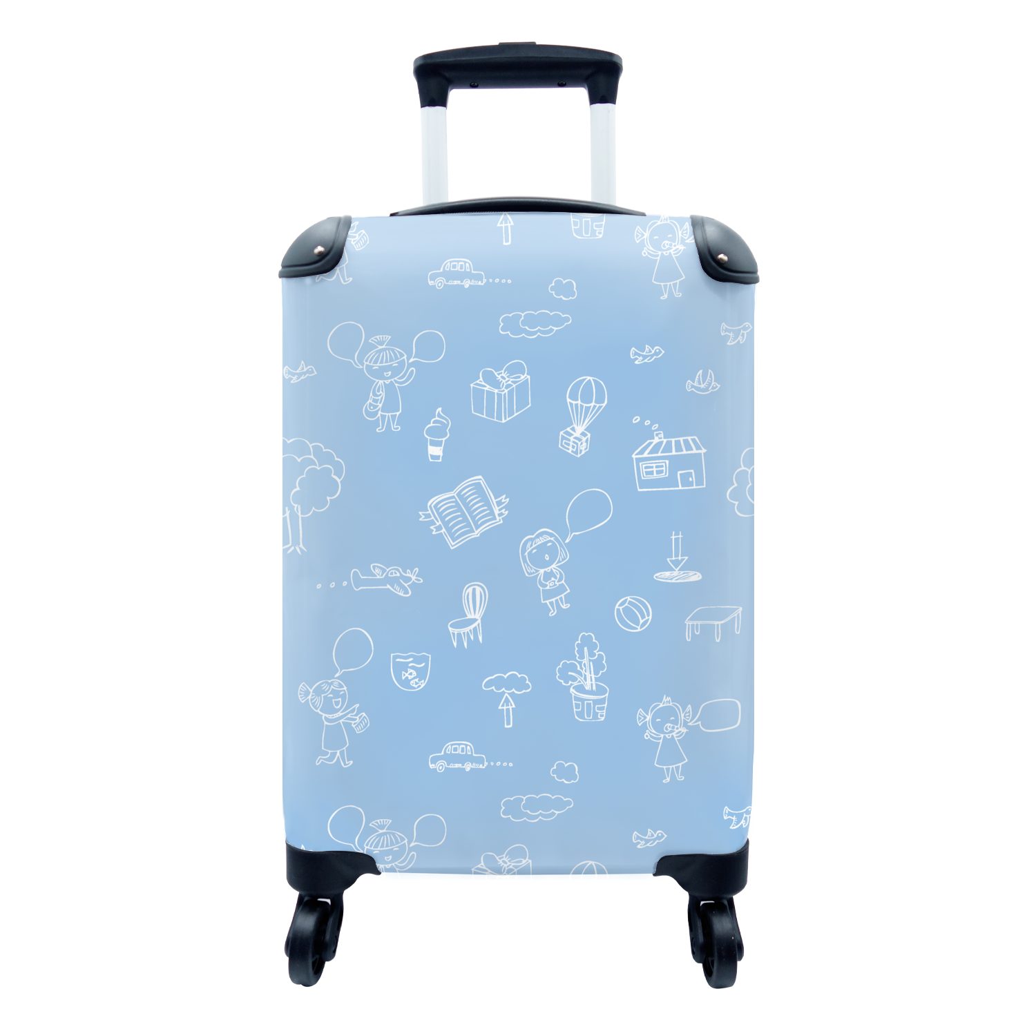 MuchoWow Handgepäckkoffer Muster - Geburt - Blau, 4 Rollen, Reisetasche mit rollen, Handgepäck für Ferien, Trolley, Reisekoffer
