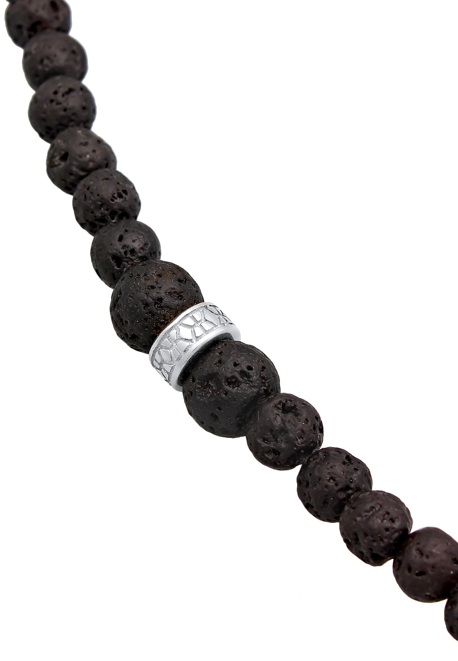 Kuzzoi Silberkette Lava Beads Vintage Surfer 925 Silber, Boho