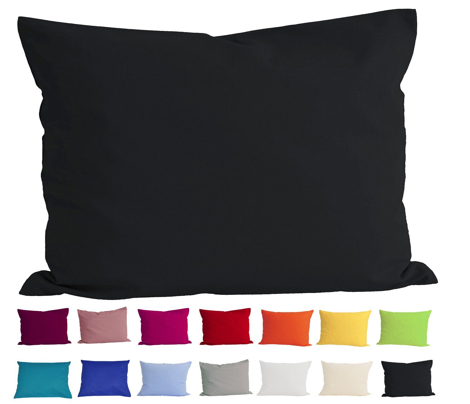 Kissenbezug Basic, beties, Kissenhülle ca. 40x60 cm 100% Baumwolle in  vielen kräftigen Uni-Farben (schwarz)