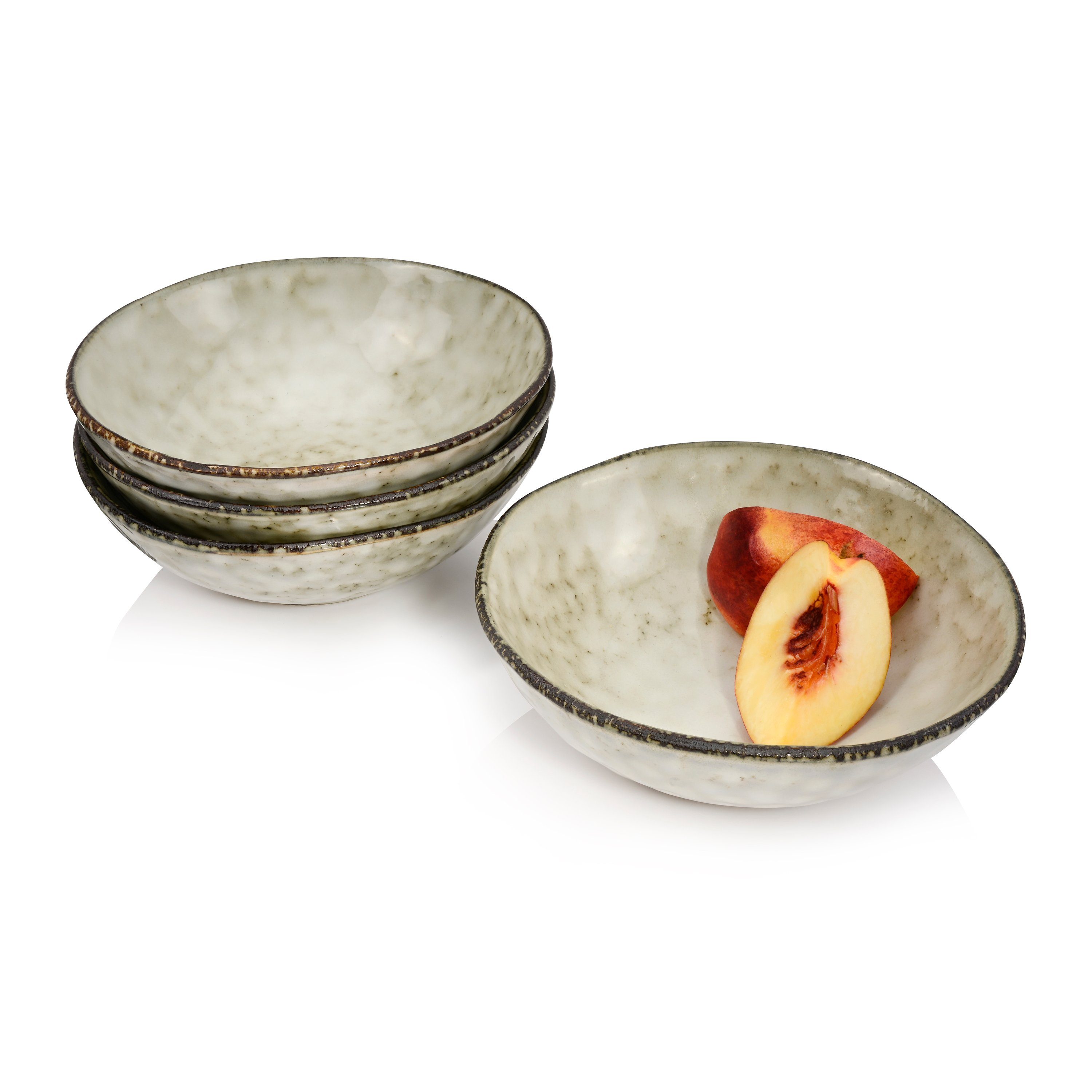 SÄNGER Schale Set Pompei - Beige mit schwarzen Akzenten, Steingut, (Set, 4-tlg), 4 Personen, Handmade, Premium Collection