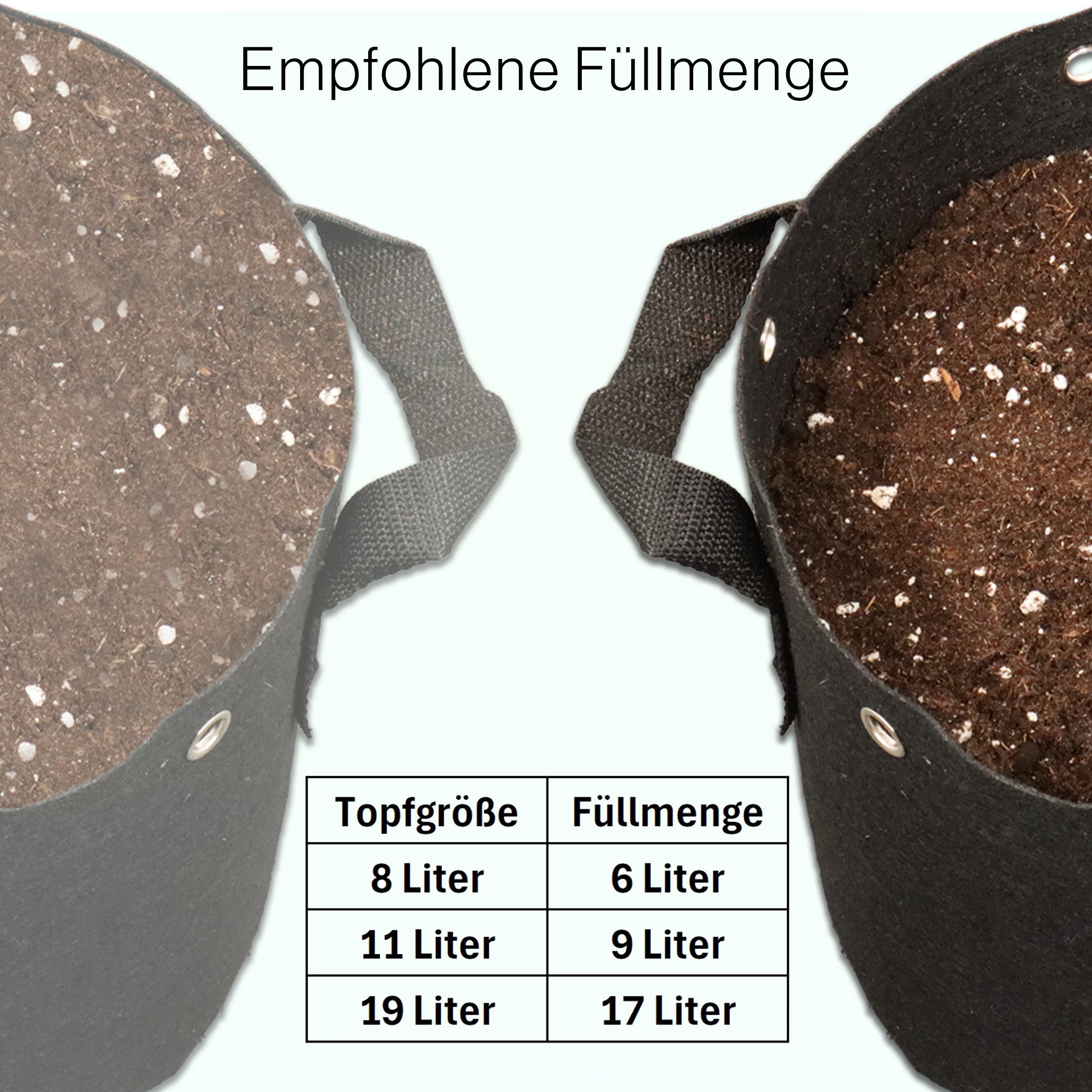 honju Pflanzkübel Stofftopf (8 Liter, 3er Set), [Atmungsaktive Stofftöpfe, günstig online kaufen