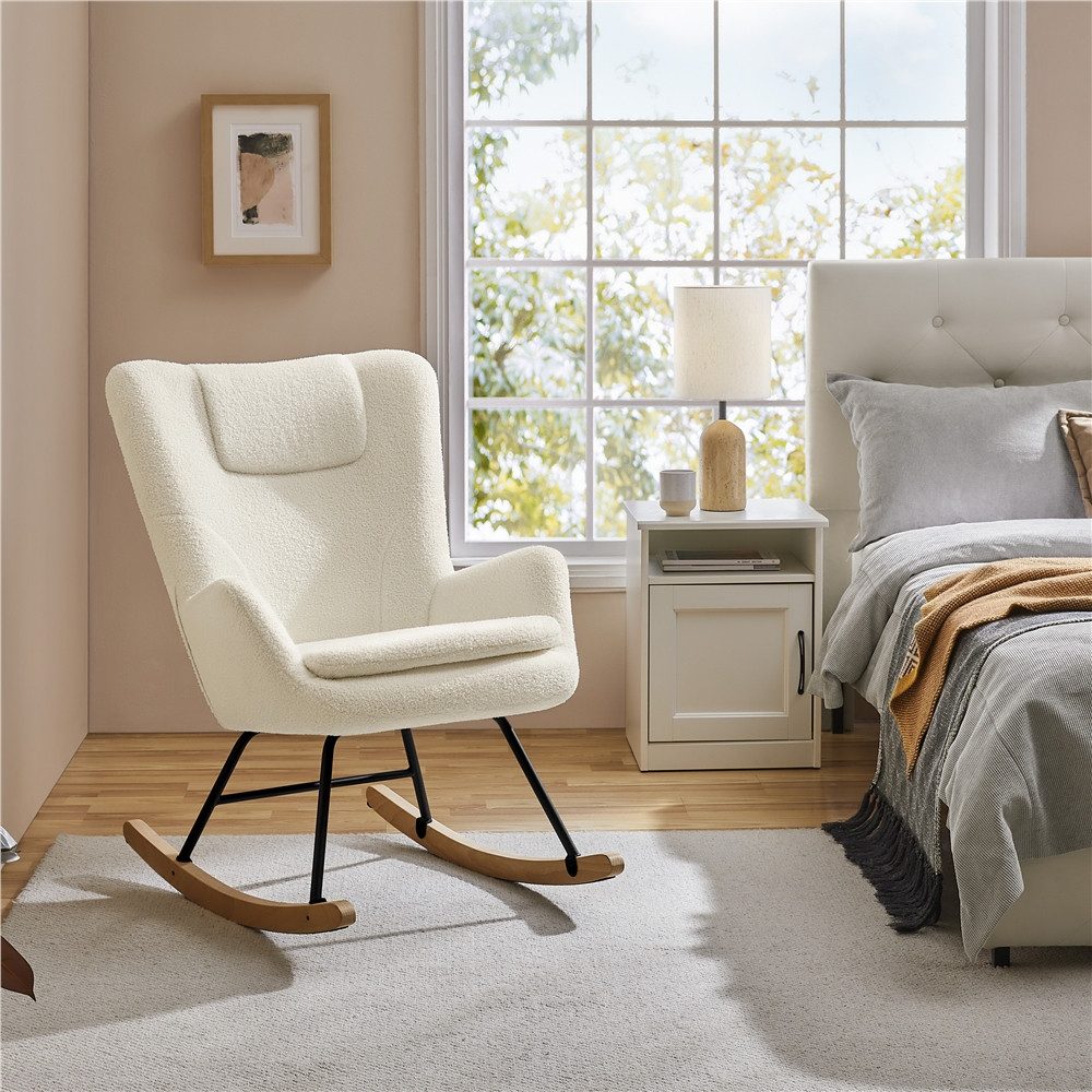 Yaheetech Schaukelstuhl Schaukelsessel in Teddyfell-Optik, Relaxsessel Loun günstig online kaufen