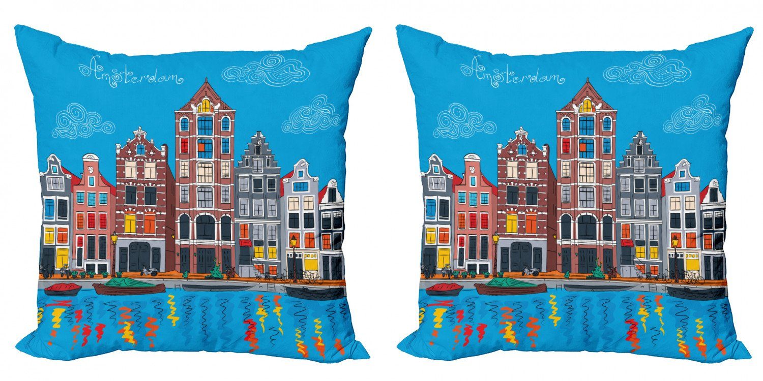 Kissenbezüge Modern Accent Doppelseitiger Digitaldruck, Abakuhaus (2 Stück), Amsterdam berühmten Canal