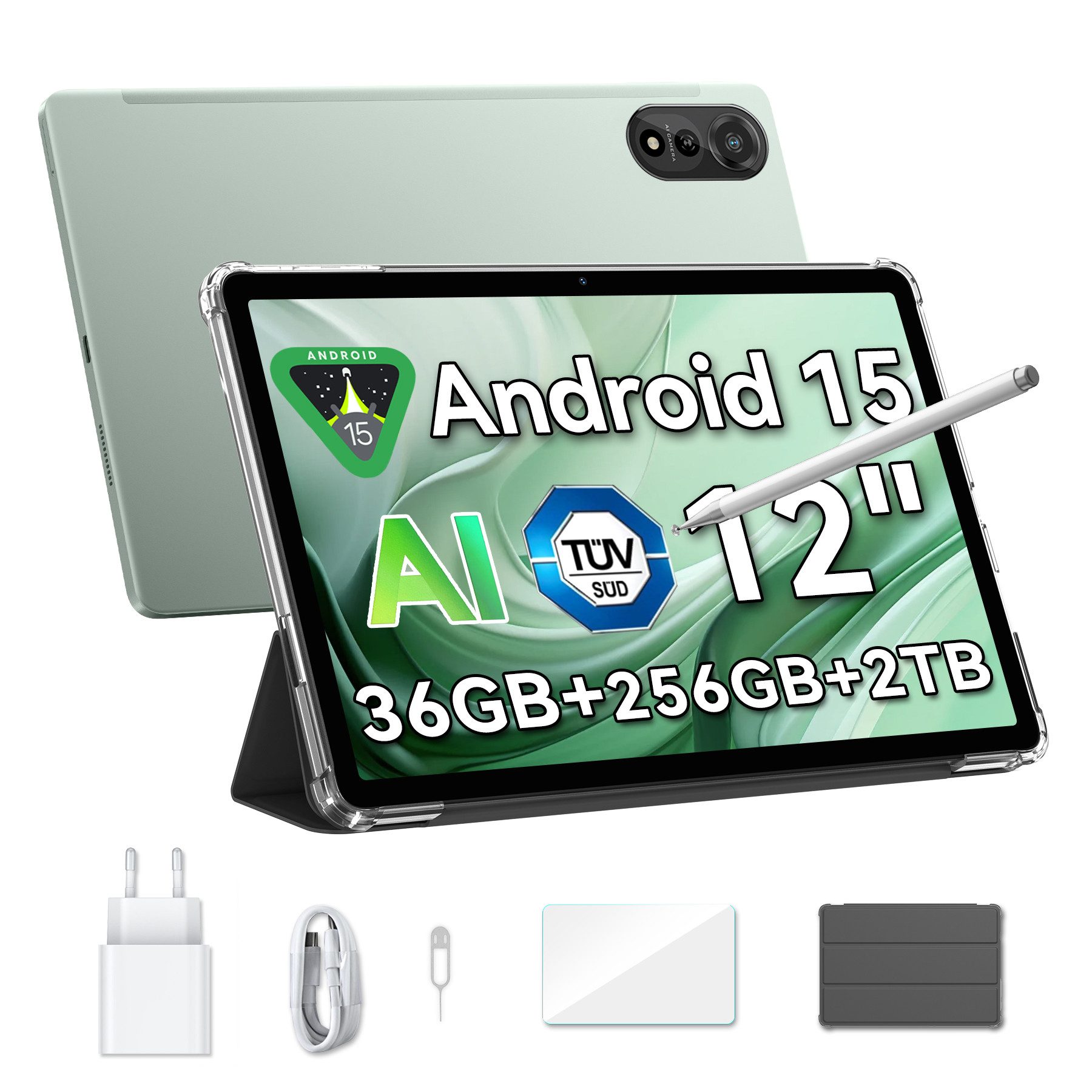 blackview 12 " Mega2 Android 15 4G LTE 2,4K 8GB/12GB+256GB Tablet (12", 256 GB, 4G (LTE), 2.4K, 120 Hz Display, Android 15, 9000mAh, LTE)