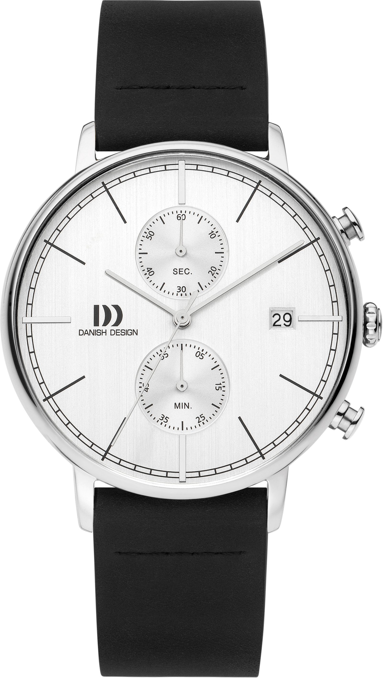 KOLTUR Chronograph Lederband ⌀42mm Design Danish II Edelstahl Chronograph CHRONO Silber