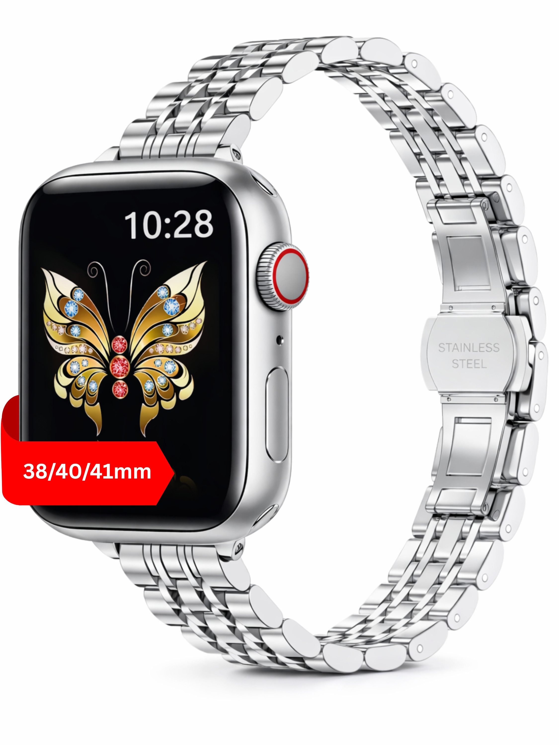 S&T Design Smartwatch-Armband Armband für Apple Watch Edelstahl Ersatzarmband, Kompatibel mit Apple Watch 38 / 40 / 41/ 42 / 44 / 45 / 46 / 49 Metall