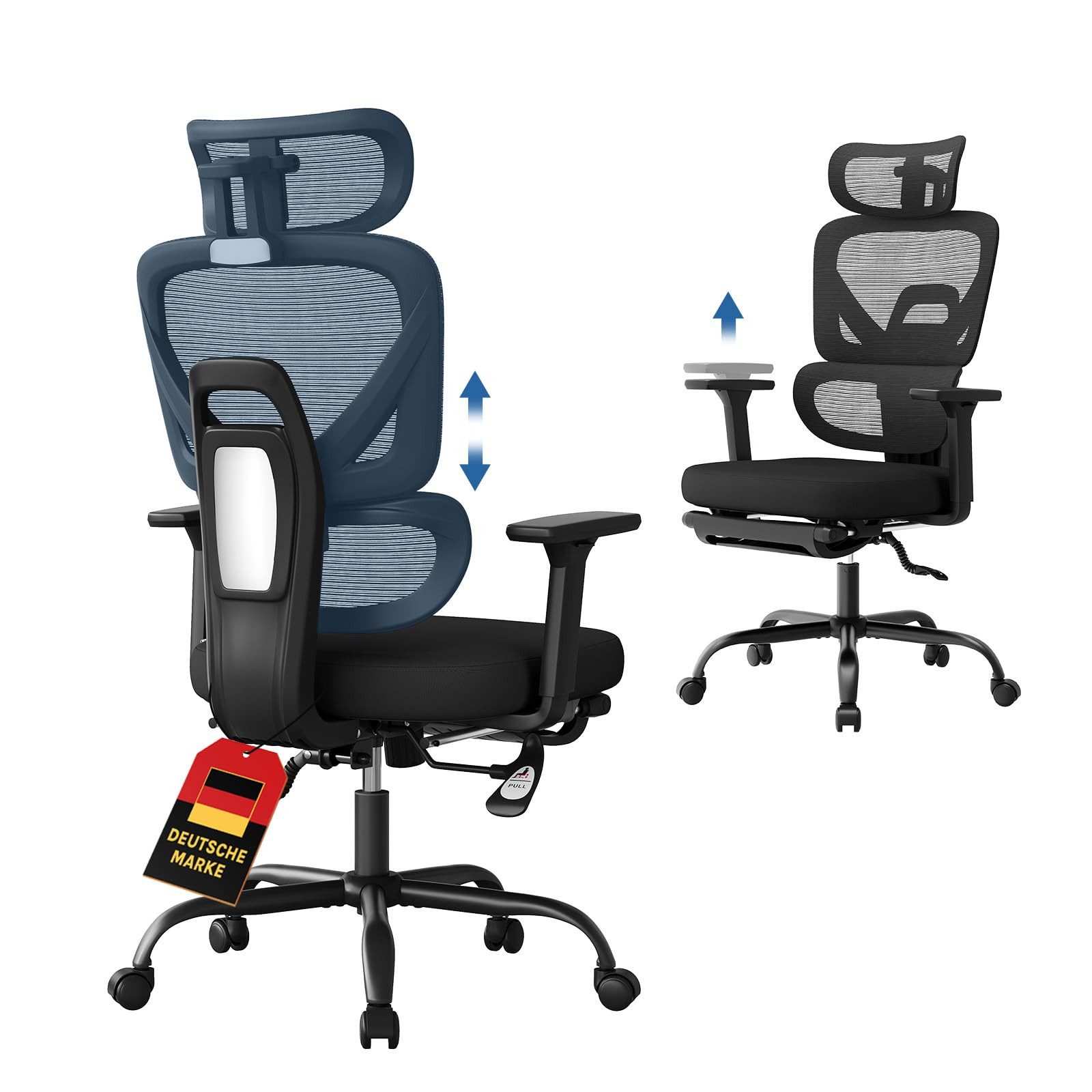 Woltu Bürostuhl, Schreibtischstuhl ergonomisch drehbar und höhenverstellbar