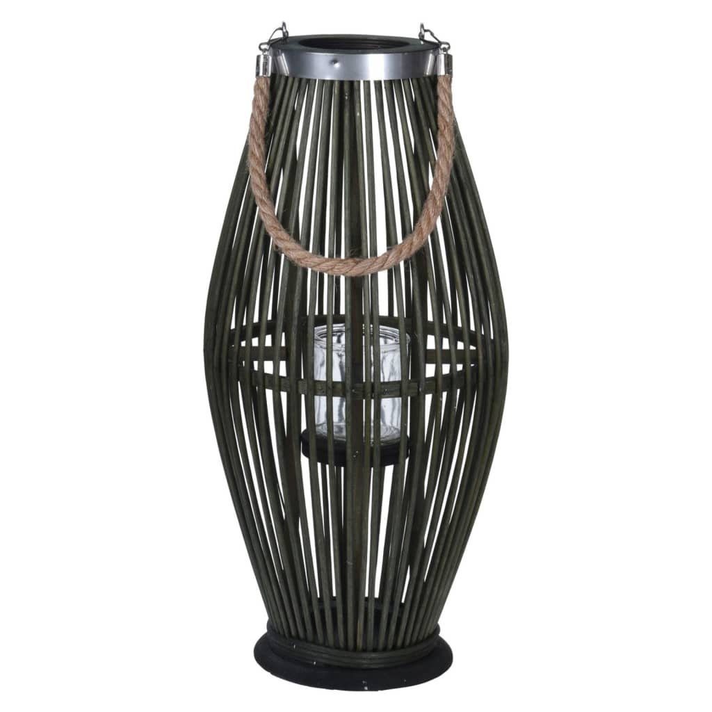 H&S Collection Kerzenständer Bambus Grün 24x48 cm St) (1 Laterne