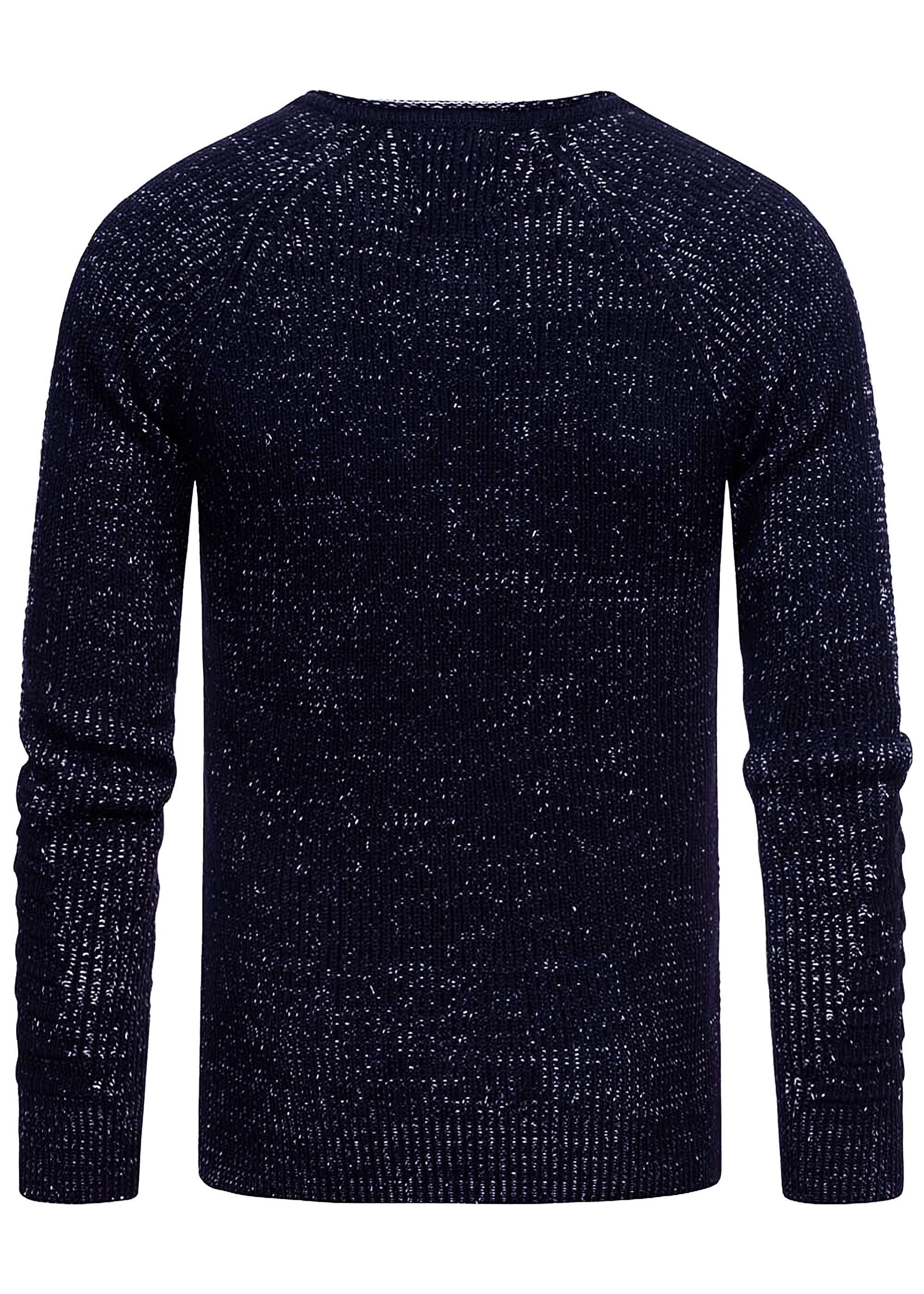 R-NEAL V-Ausschnitt-Pullover V-Neck Ripped Grobstrick Pullover Slim Fit Str günstig online kaufen