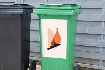 MuchoWow Wandsticker Treppe - Vase - Pastell (1 St), Mülleimer-aufkleber, Mülltonne, Sticker, Container, Abfalbehälter