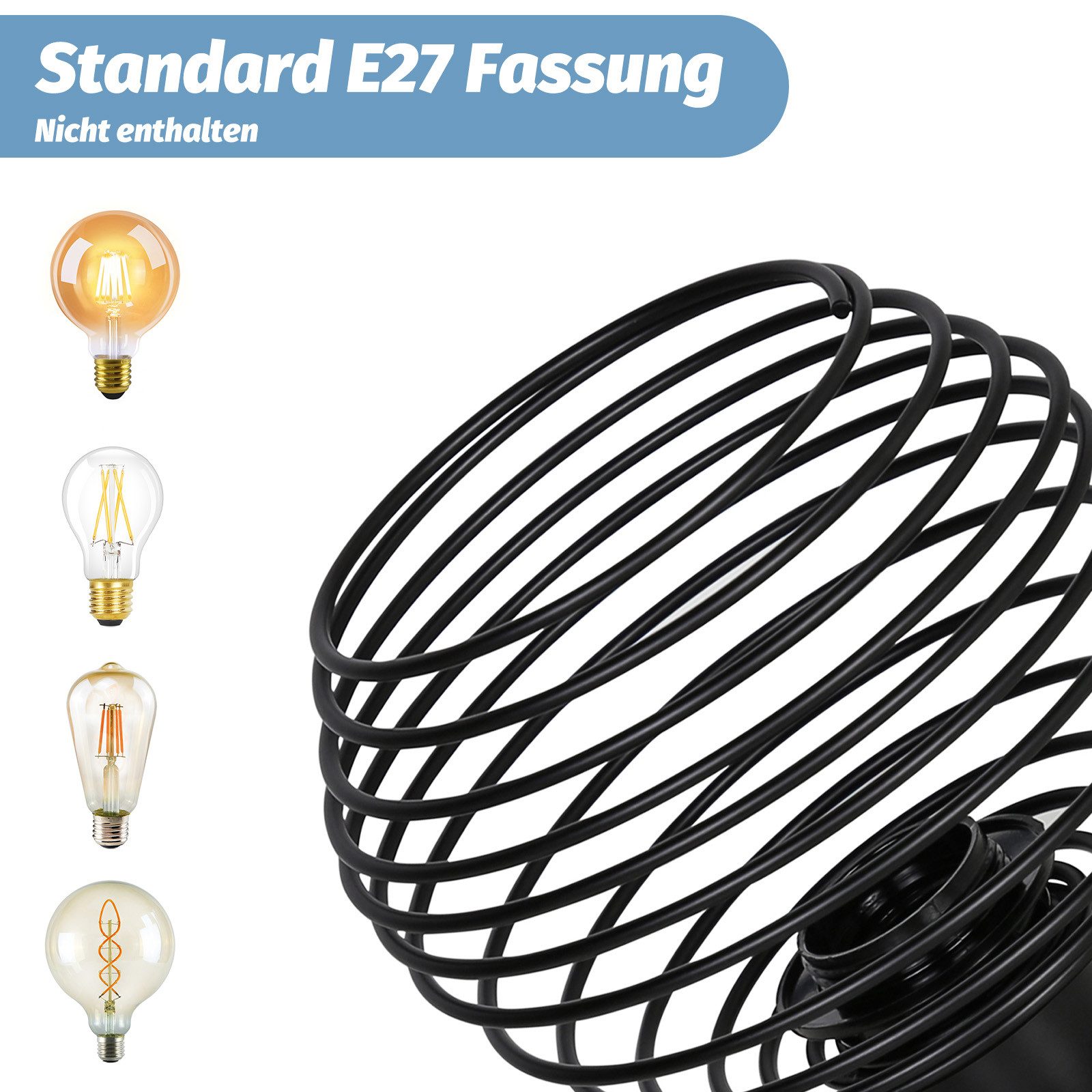 ZMH Deckenleuchte Schwarz Retro Deckenlampe E27 max. 40 Watt Pefekt für Flur, Vintage, ohne Leuchtmittel, Metall Lampenschirm