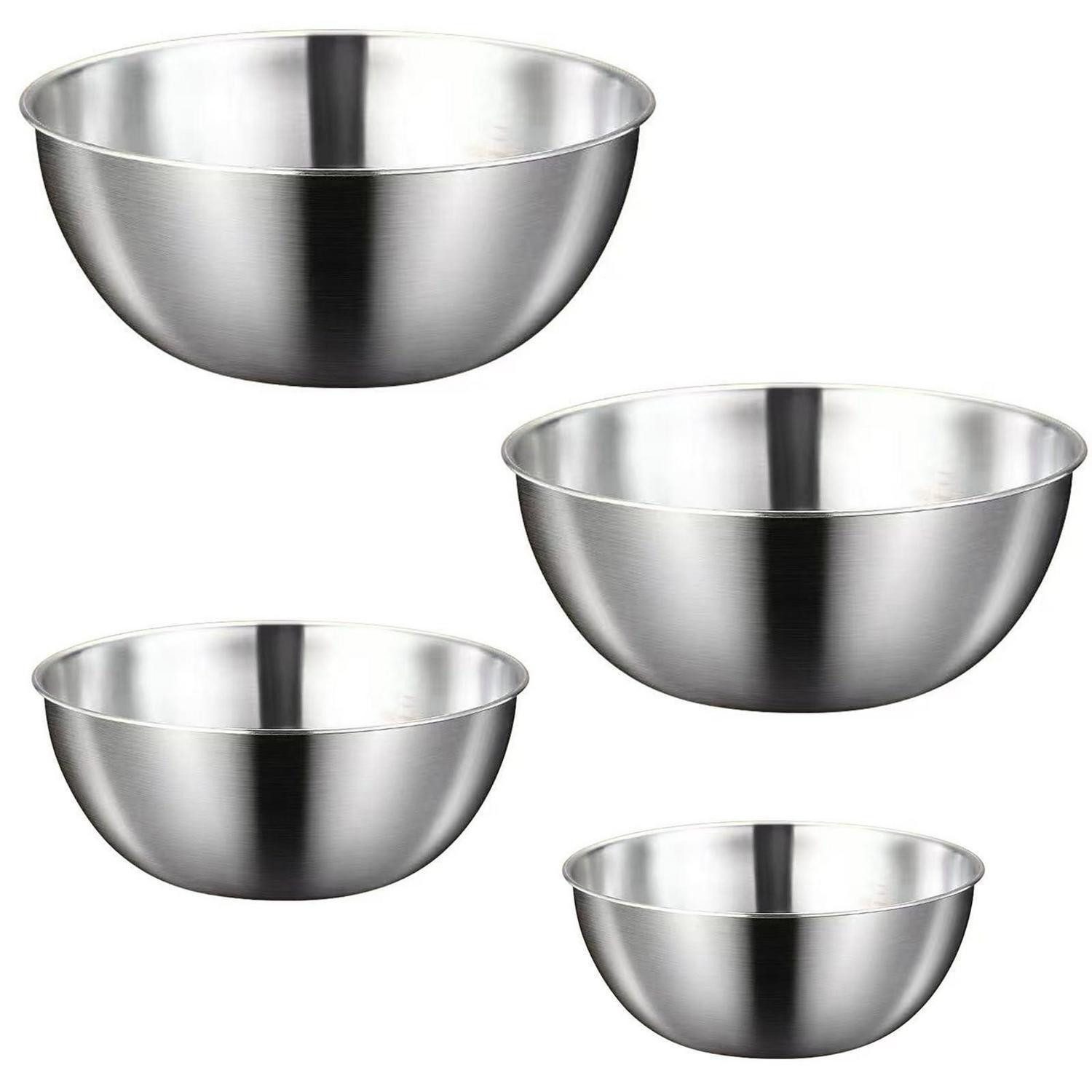 LuxusKollektion Salatschüssel Rührschüssel 4er-Set Edelstahl Silber 16,8–24,5 cm, (4-tlg)