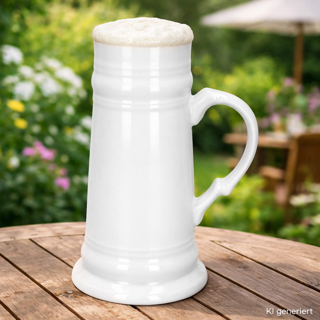 MamboCat Bierglas Fürsten-Krug mit Henkel 0,5L weiß Bierkrug, Keramik