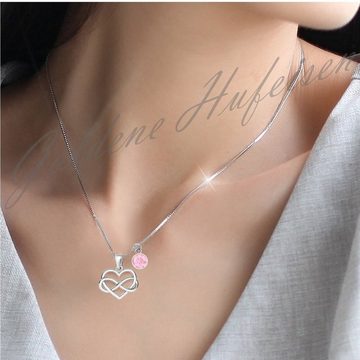 Goldene Hufeisen Herzkette Herz Unendlichkeit Anhänger Halskette 925 Silber mit Zirkonia Rosa (3-tlg, inkl. Etui), Rhodiniert