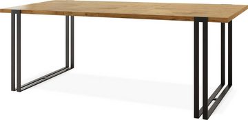 WFL GROUP Esstisch Marco, Tisch im Loft-Stil mit Schwarze Metallbeinen