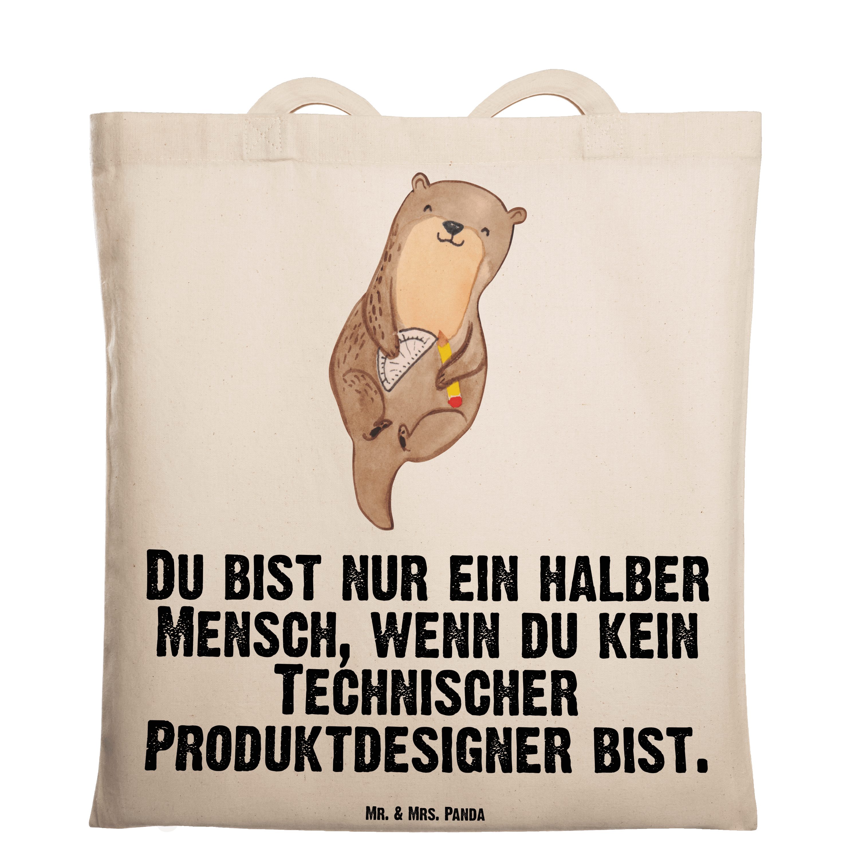 Mr. & Mrs. Panda Tragetasche Herz Jutebe mit Technischer - Produktdesigner - (1-tlg) Transparent Geschenk
