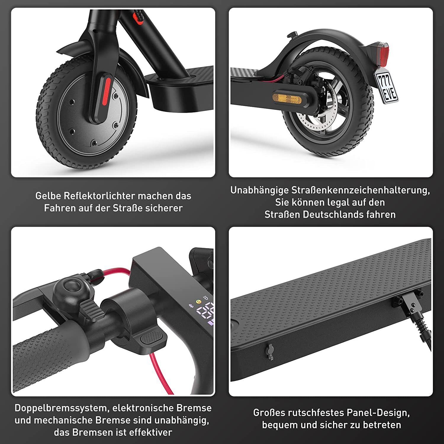 WILGOON E-Scooter Elektro Scooter mit Straßenzulassung Max 30km E-roller  mit app Mit ABE, 350,00 W, 20,00 km/h, LED, 8,5 Zoll Wabenreifen,Duales  Bremssystem E Scooter für Erwachsene