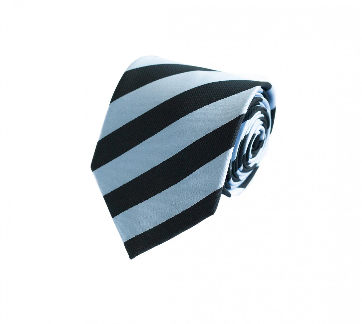 Fabio Farini Krawatte gestreifte (6cm), in Gestreift) Box, Schwarz/Himmelblau Tie - Herren Breite (ohne Schmal 8cm Krawatte Streifen 6cm oder mit