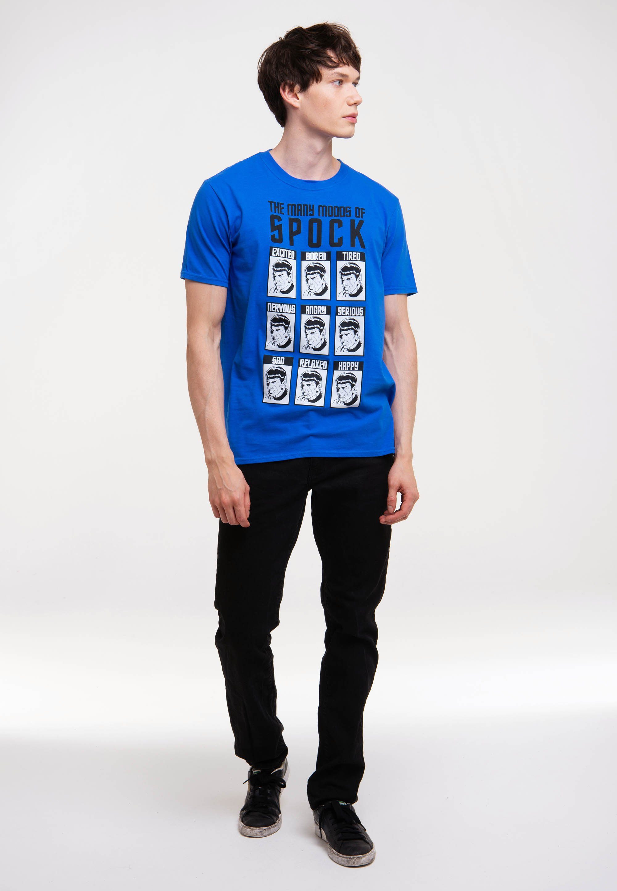 LOGOSHIRT T-Shirt Star Trek - Moods of Spock mit großem Spock Moods-Logo