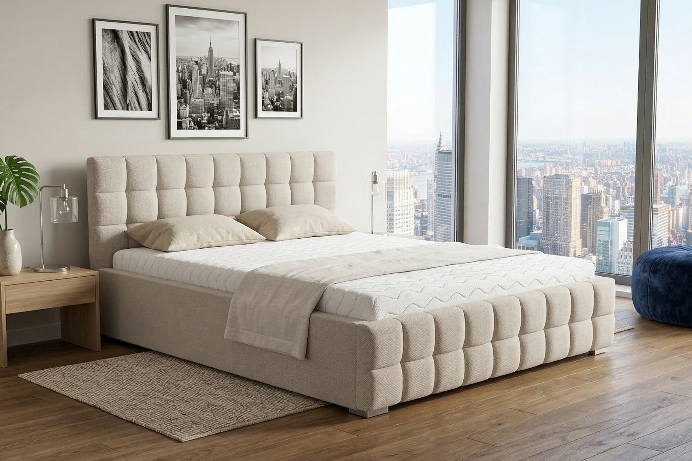 Deine Möbel 24 Polsterbett LIVO mit Bettkasten und Lattenrost, in Veloursstoff, Stauraumbett (Set, 1-tlg., Farben: Creme, Beige, Hellgrau, Anthrazit, Schwarz), modernes Doppelbett in 140x200 / 160x200 / 180x200 / 200x200 cm