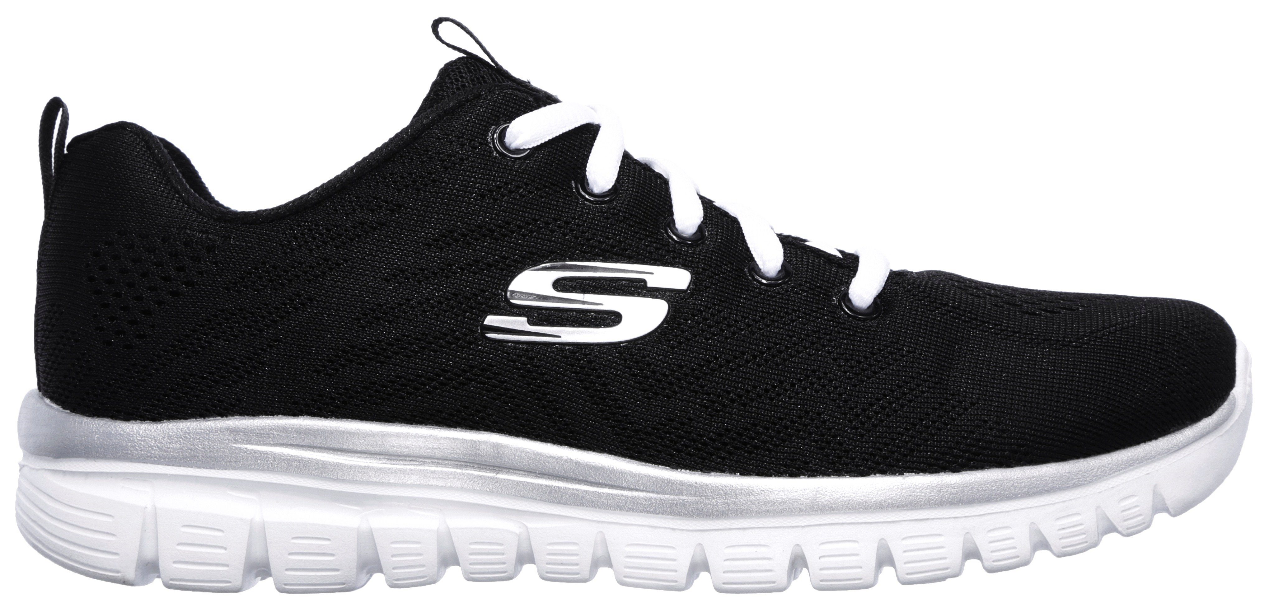 Get schwarz-weiß Sneaker Graceful Connected Foam Dämpfung Memory Skechers durch mit -