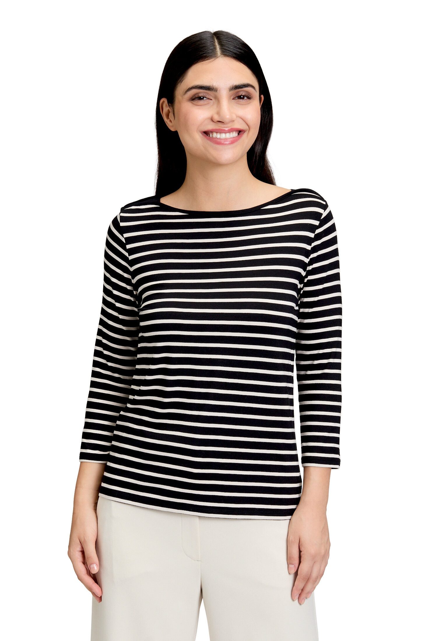 3/4-Arm-Shirt Damen mit U-Boot-Ausschnitt