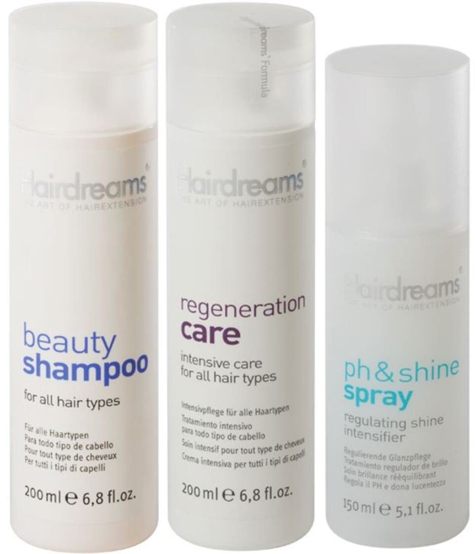 Haar + Haarpflege-Set Spray, Echthaarverlängerungen Regeneration Set, Hairdreams Shampoo für + 3-tlg., Care ph&shine mit Beauty