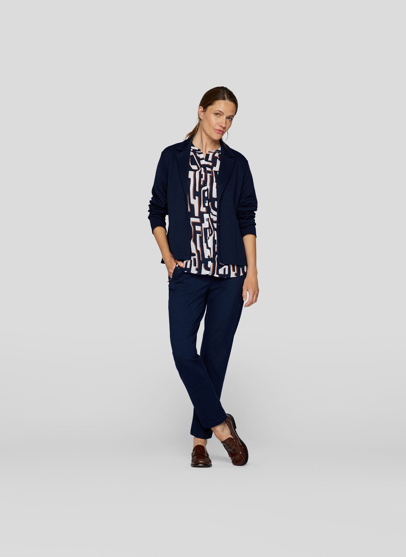 Rabe Druckbluse mit Minimal-Print und Knopfleiste günstig online kaufen