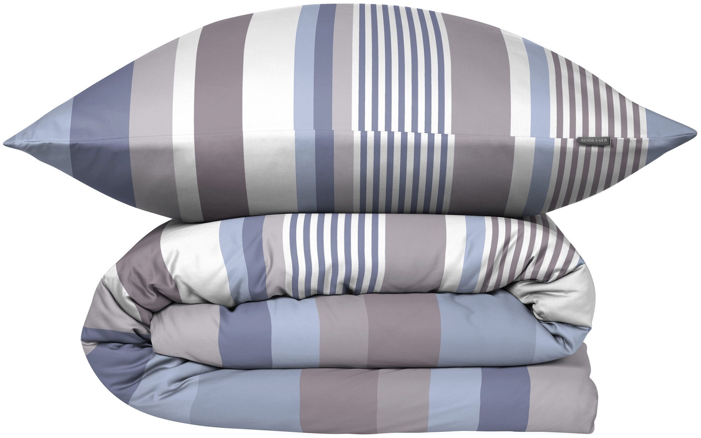 Schiesser Bettwäsche Hoops aus weichem Baumwoll-Satin mit Streifen-Design, Satin, 2 teilig, Made in Green by Oeko-Tex