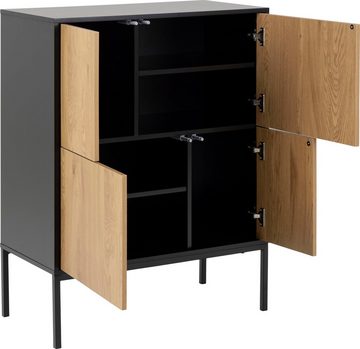 ACTONA GROUP Sideboard (1), schwarze Kontrastrahmen, 4 Türen und 2 Einlegeböden, Breite 80 cm