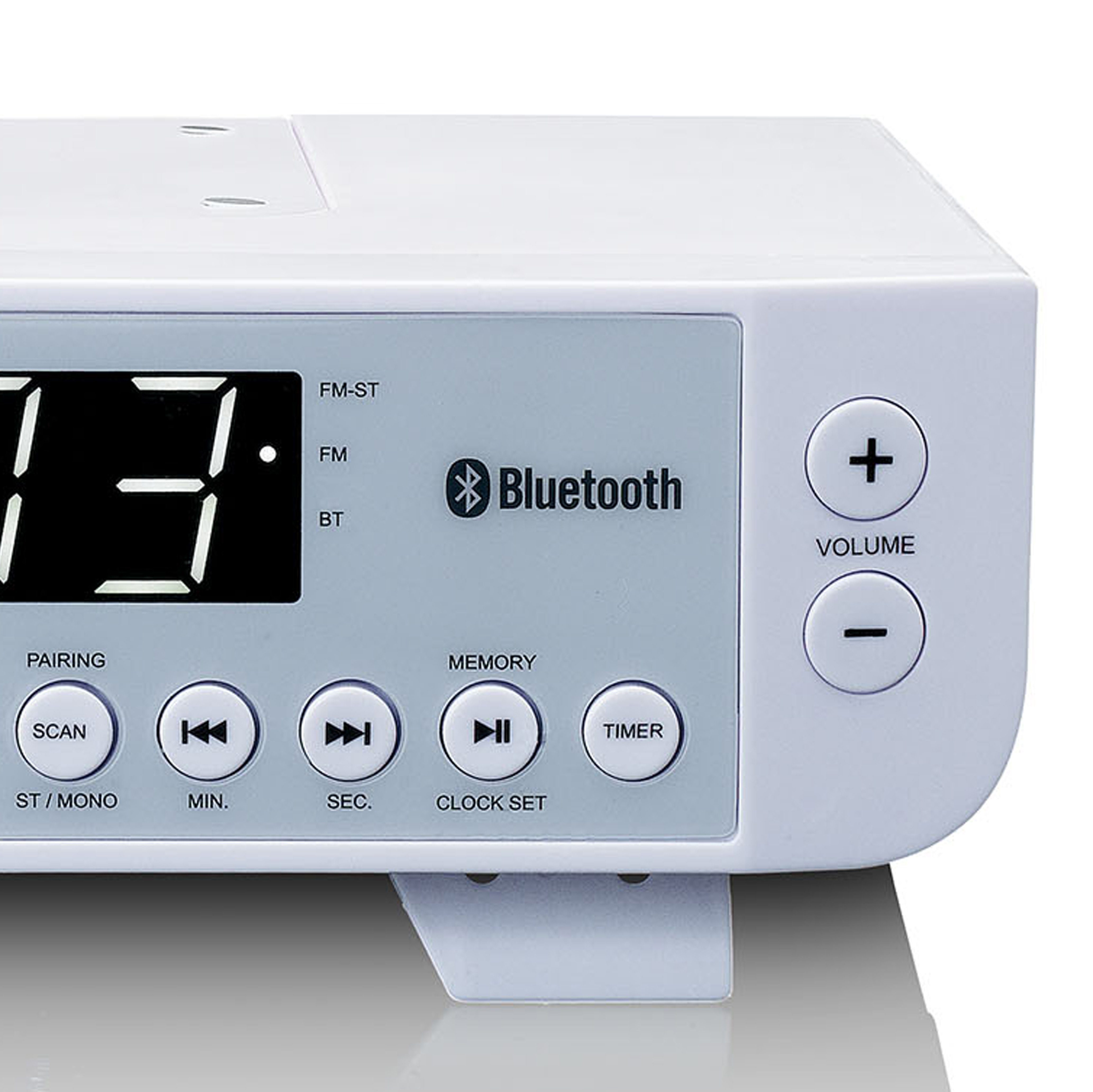 Lenco KCR-100WH UKW-Radio (FM, 2 W, Bluetooth mit 2x integ. Lautsprecher inkl. Fernbedienung & Montagesatz)