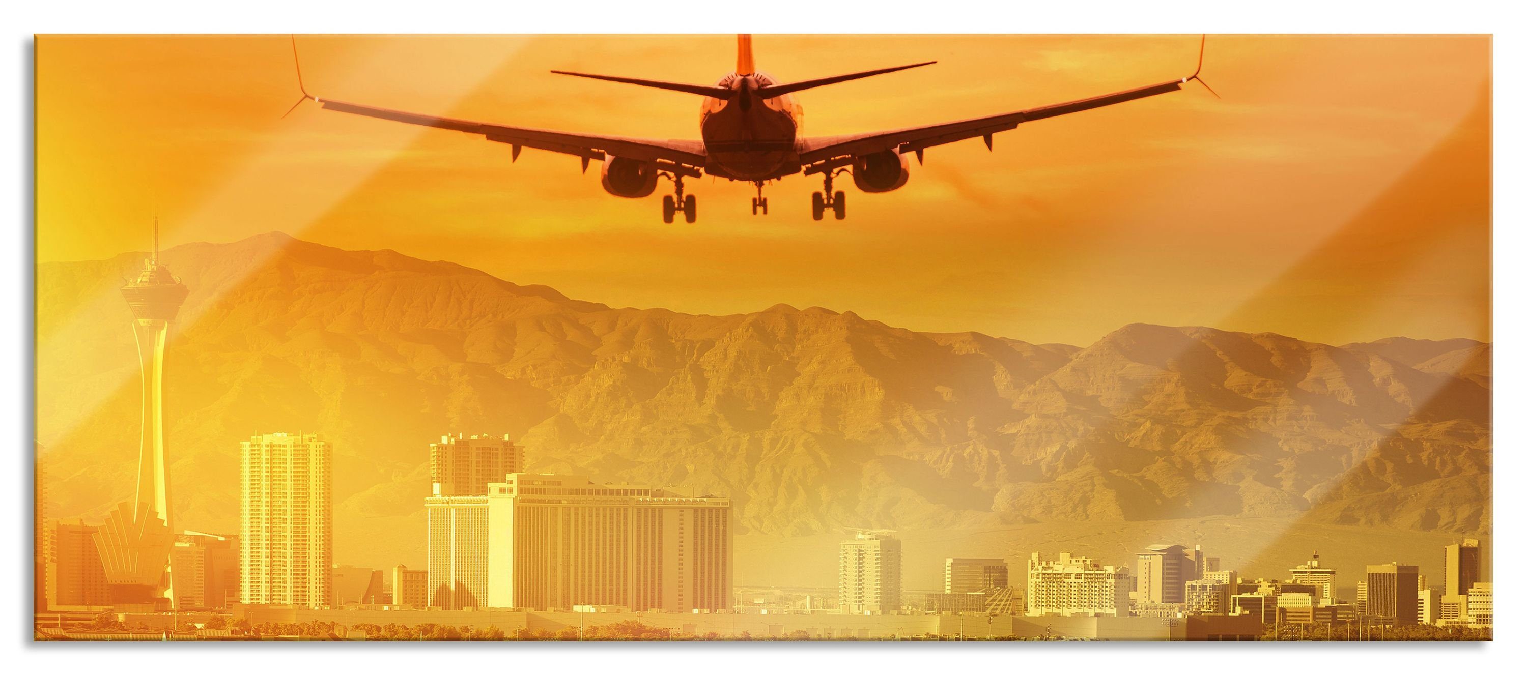 Pixxprint Glasbild Urlaubsreise nach Las Vegas, Urlaubsreise nach Las Vegas (1 St), Glasbild aus Echtglas, inkl. Aufhängungen und Abstandshalter