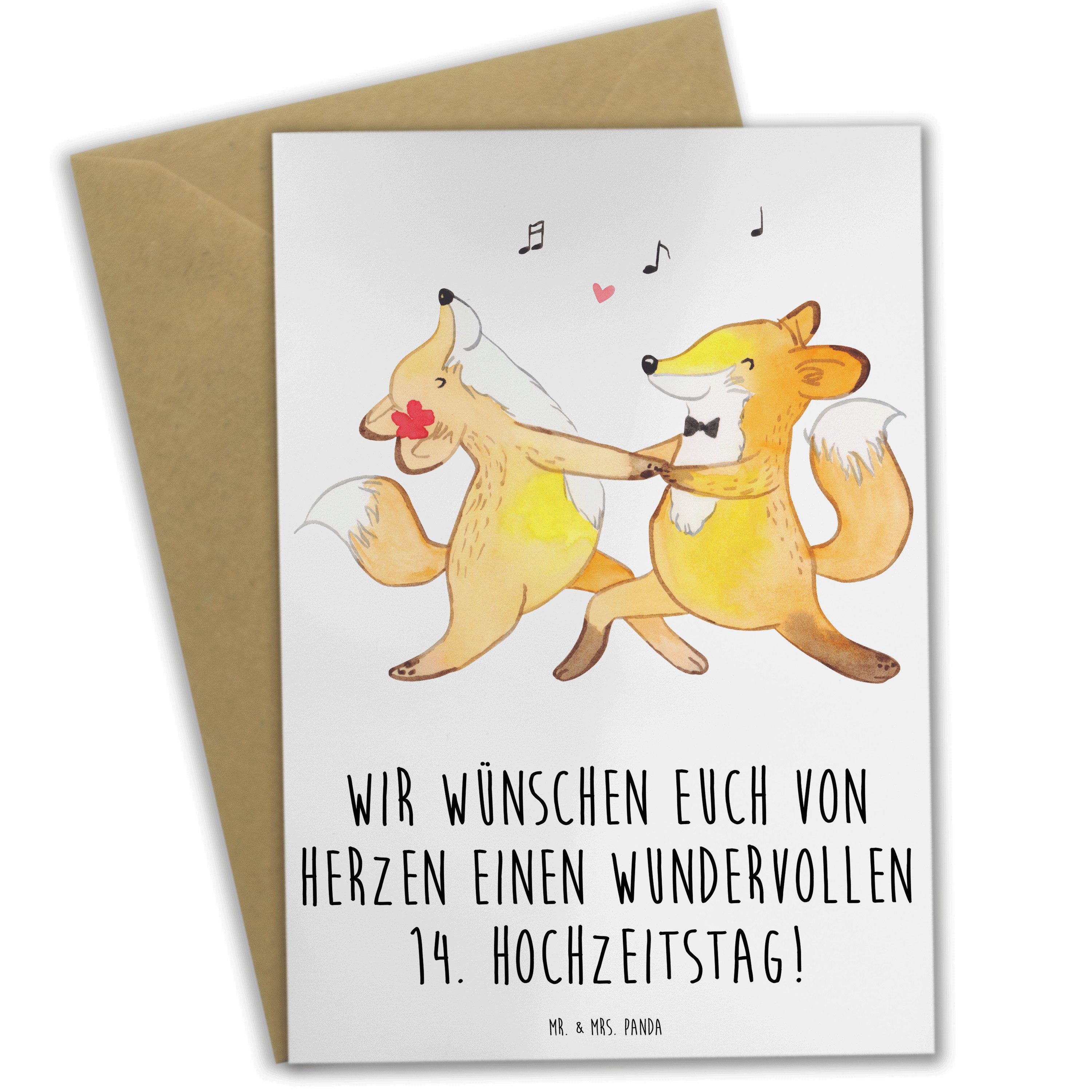 Grußkarte 14. Hochzeitstag Elfenbeinhochzeit - Weiß - Geschenk, gemeinsamen Weg