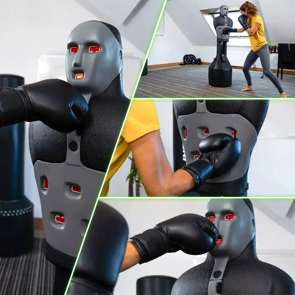 Sport-Knight® Boxdummy Box-Dummy DELUXE – Interaktiver, höhenverstellbarer Reaktionstrainer, Interaktives Training, höhenverstellbar, verschieden Trainingsmodi