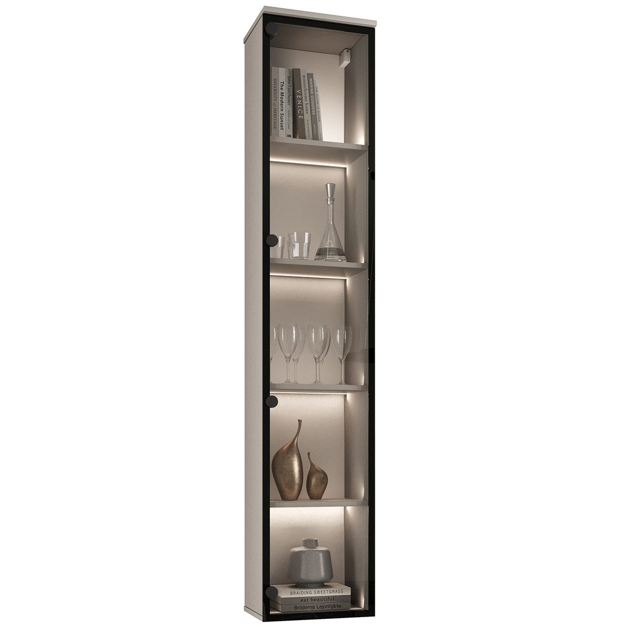 MOEBLINE Hängevitrine Vitrinenschrank FIVO 03 kaschmir